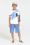Camiseta de rayas de punto piqué blanca niño 5