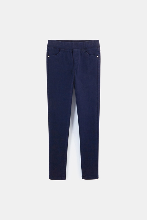 Tregginsy z kolorowego plótna ze stretchem niebieski dziewczynka 1