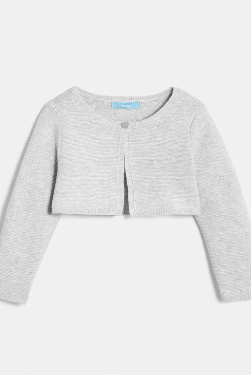 Dzianinowe bolerko na 1 guzik szary niemowlę dziewczynka 1