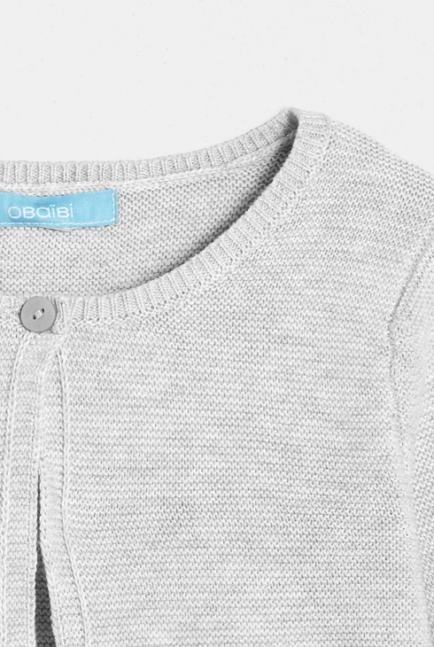 Dzianinowe bolerko na 1 guzik szary niemowlę dziewczynka 2