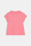 Polo de punto piqué con microlunares rosa bebé niña 3