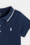 Piquée Strick-Poloshirt, unifarben Blau Baby Jungen 4