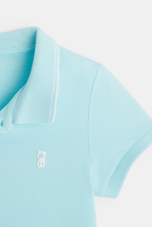 Pletena navadna polo majica turkizna dojenček deček 2