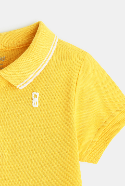 Polo maille piquée uni jaune bébé garçon
