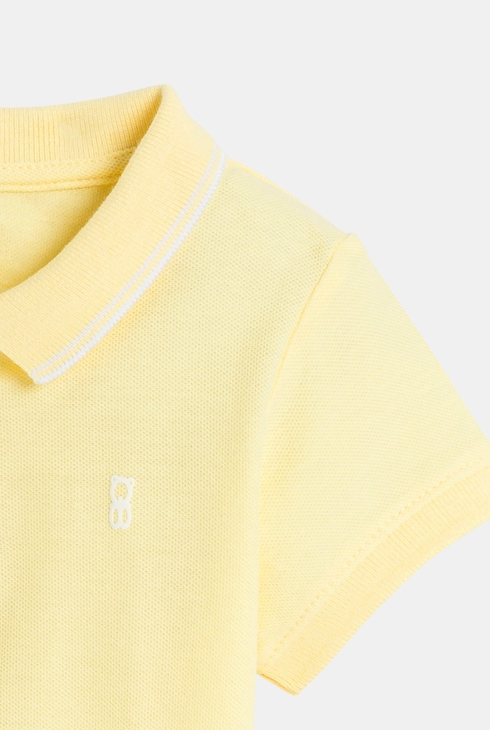 Polo maille piquée uni jaune bébé garçon
