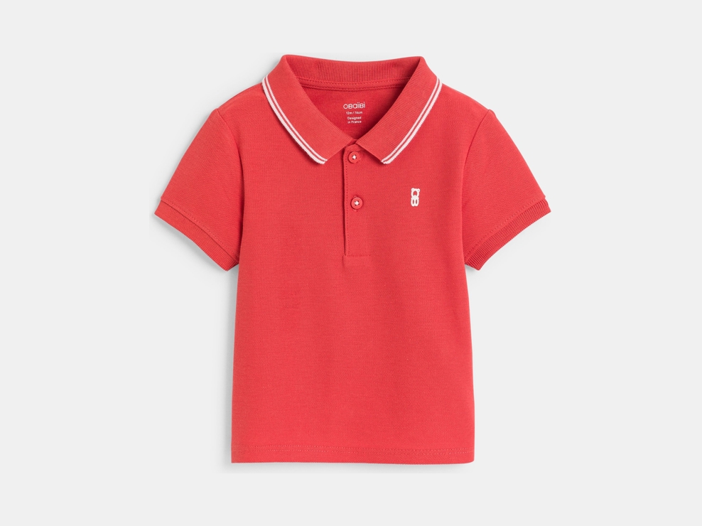 Polo maille piquée uni rouge bébé garçon 1