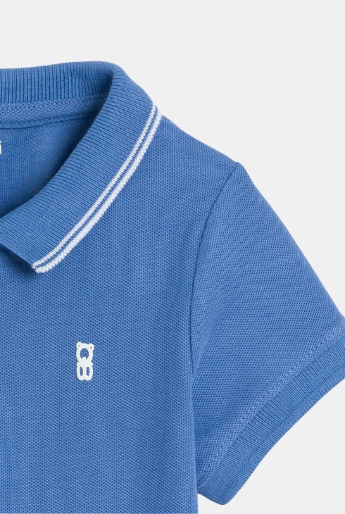 Blaues Poloshirt aus Piqué-Strick Kleinkind Junge