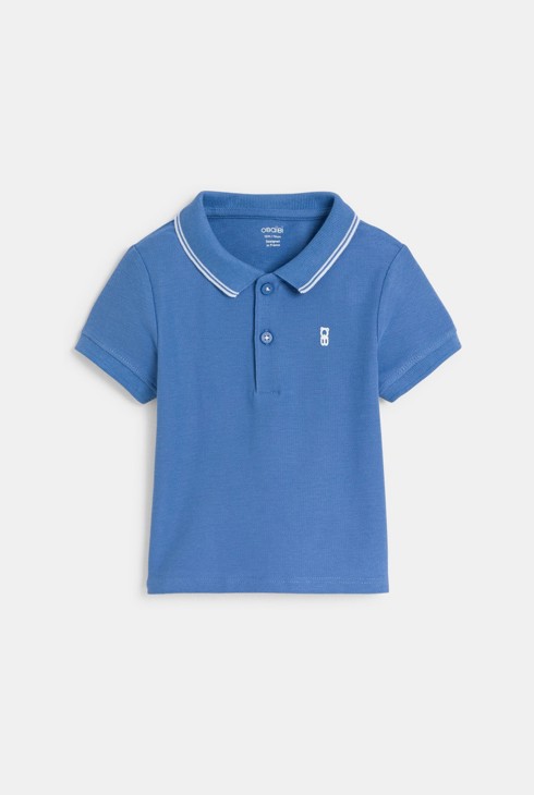 Effen blauwe polo van piquétricot voor babyjongens 2