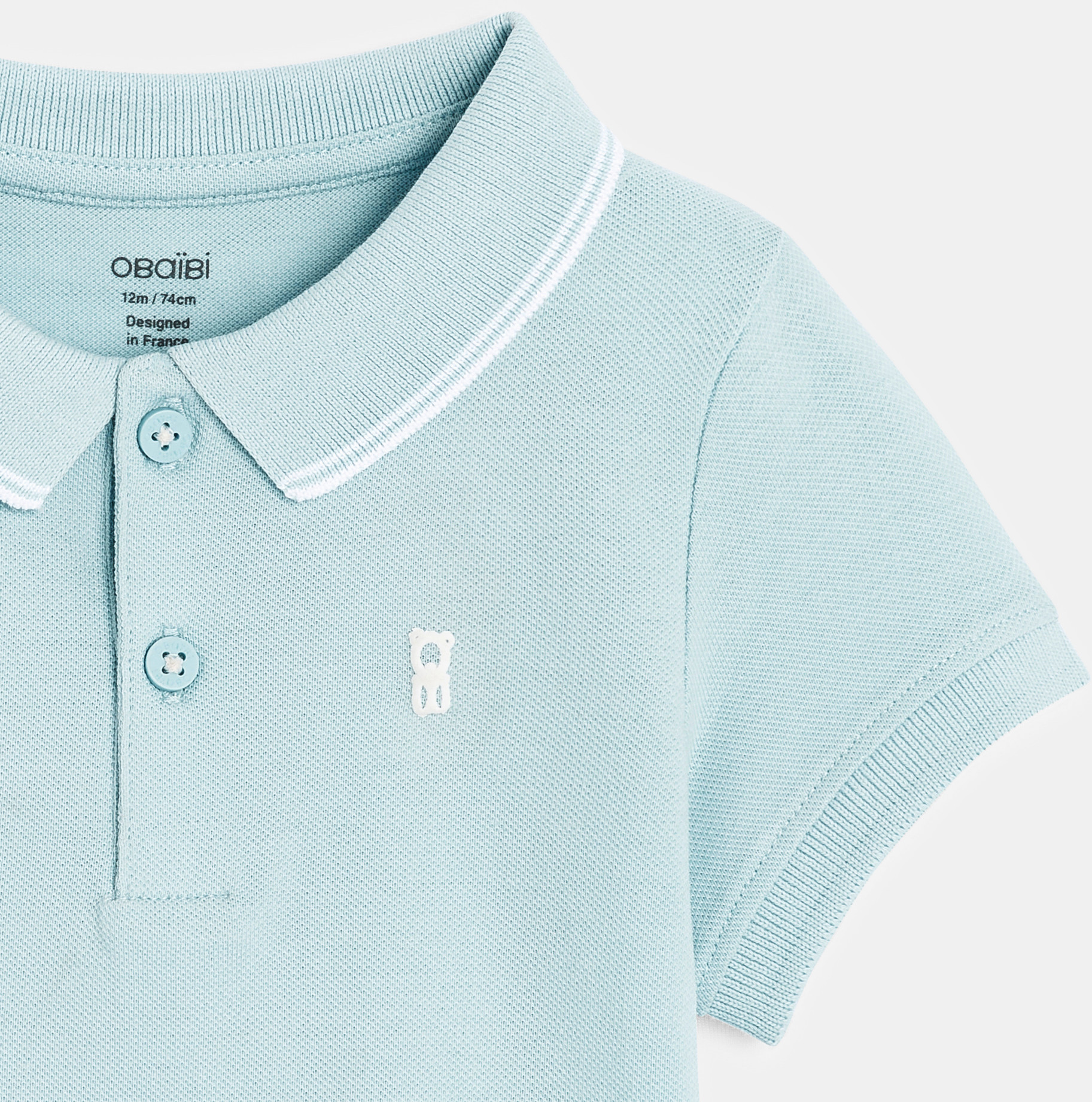 Baby-Poloshirt aus Piqué-Strick einfarbig himmelblau für Jungen 2