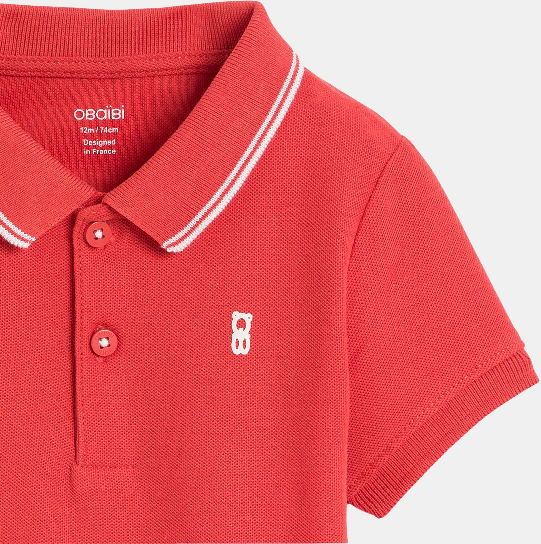 Polo maille piquée uni rouge bébé garçon 2