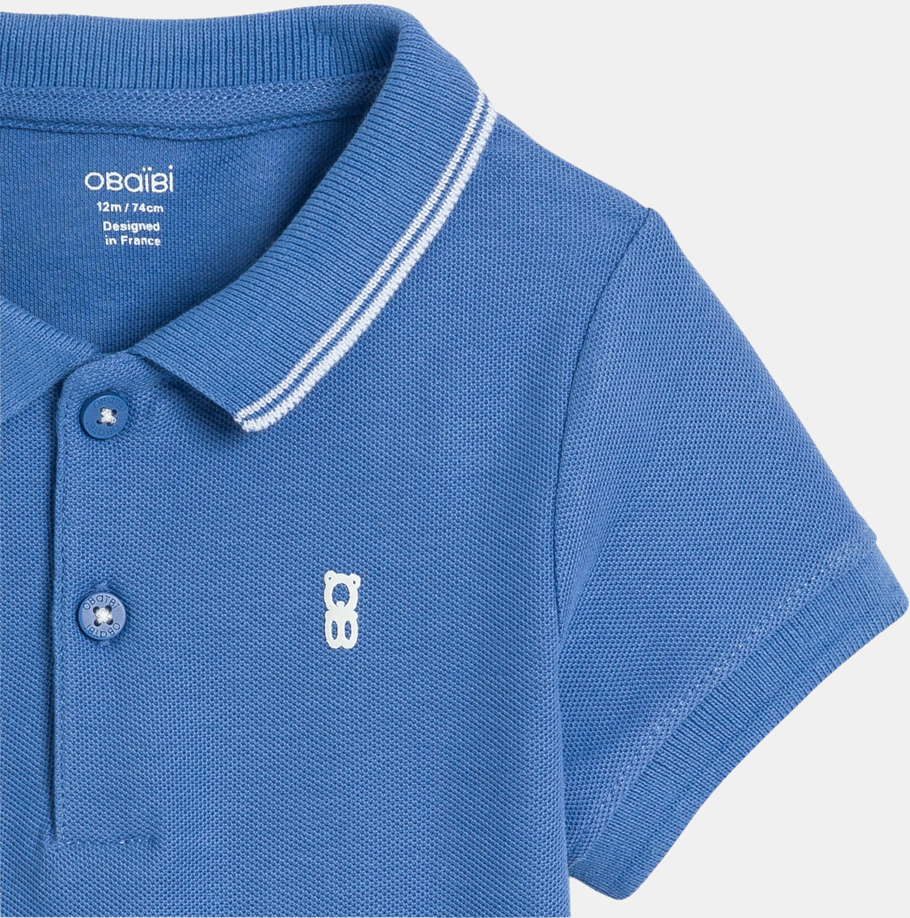 Blaues Poloshirt aus Piqué-Strick Kleinkind Junge 2