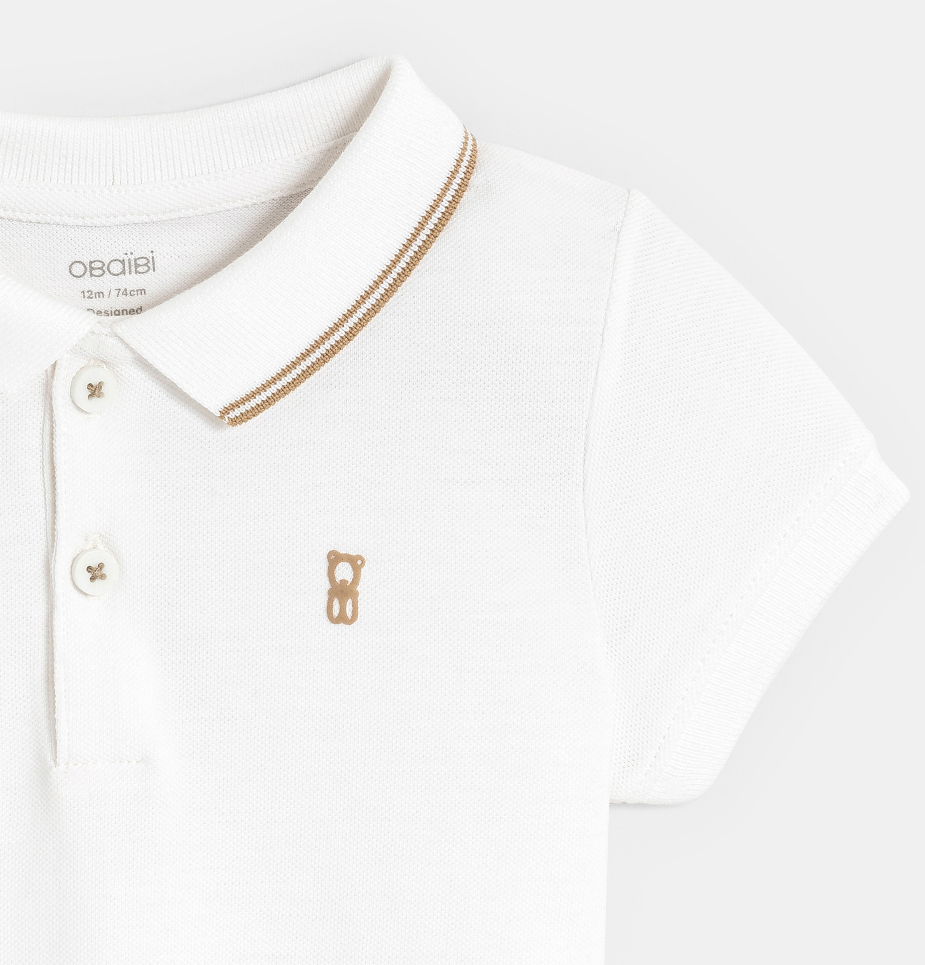 Einfarbig weißes Baby-Poloshirt aus Pikee-Gewebe für Jungen 2