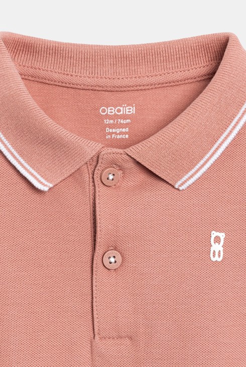 Polo maille piquée uni rouge bébé garçon 2