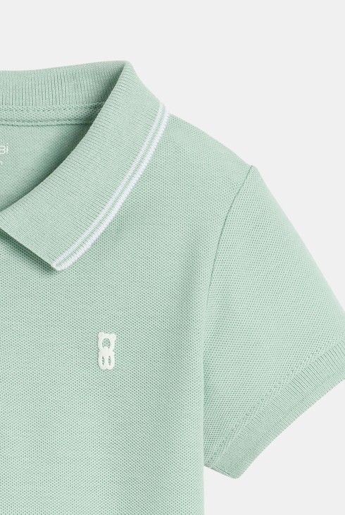 Baby boy's plain blue piqué polo shirt 2