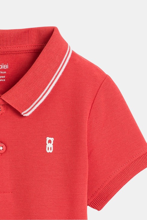 Baby boy's plain red piqué polo shirt 2