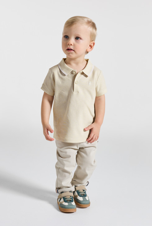 Polo punto piqué liso beige bebé niño 1