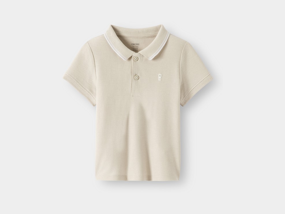 Polo Pikeestoff einfarbig beige Kleinkind Junge 2