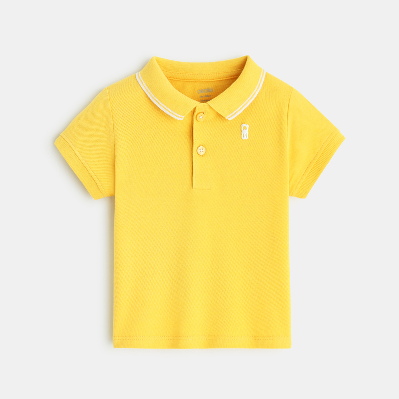 Poloshirt aus Pikee-Strick, unifarben Gelb Baby Jungen