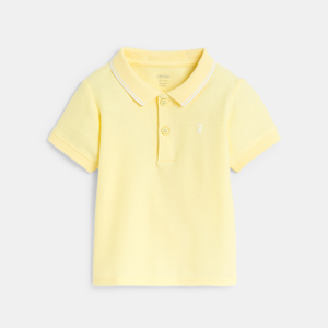 Baby boy's plain yellow piqué polo shirt 1