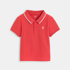 Baby boy's plain red piqué polo shirt 1