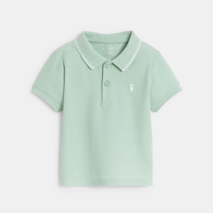 Polo maille piquée uni bleu bébé garçon 1