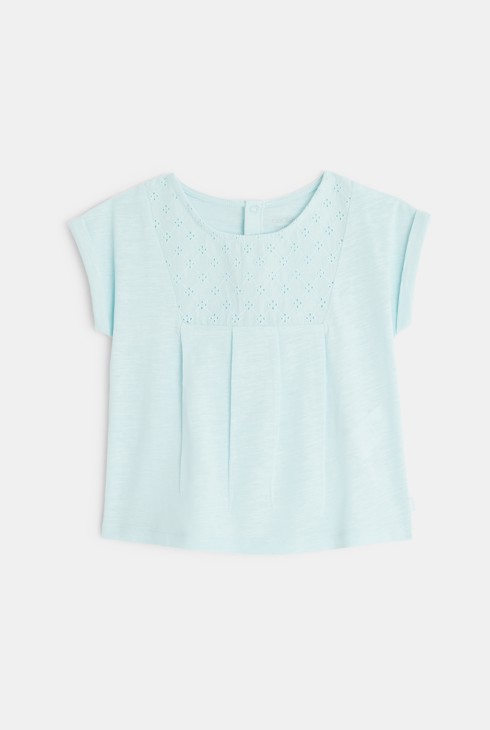 Angleška vezena majica iz dveh materialov zelena dojenček deklica 1