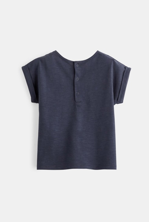 T-Shirt aus Materialmix mit englischer Stickerei Blau Baby Mädchen 2