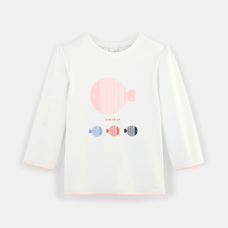 T Shirt Anti Uv Blanc Bebe Fille Okaidi Obaibi