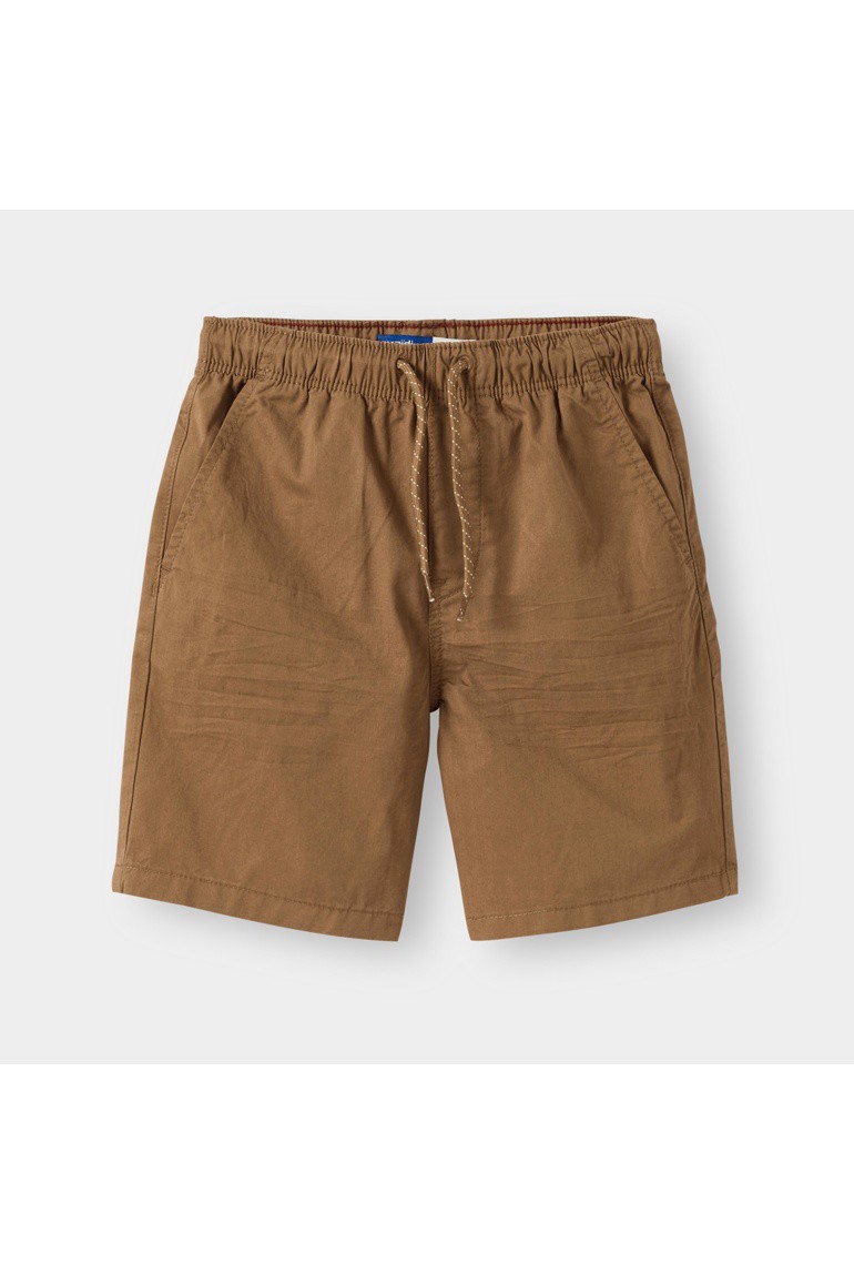 Bermuda slim en toile unie bleu garçon - Camel