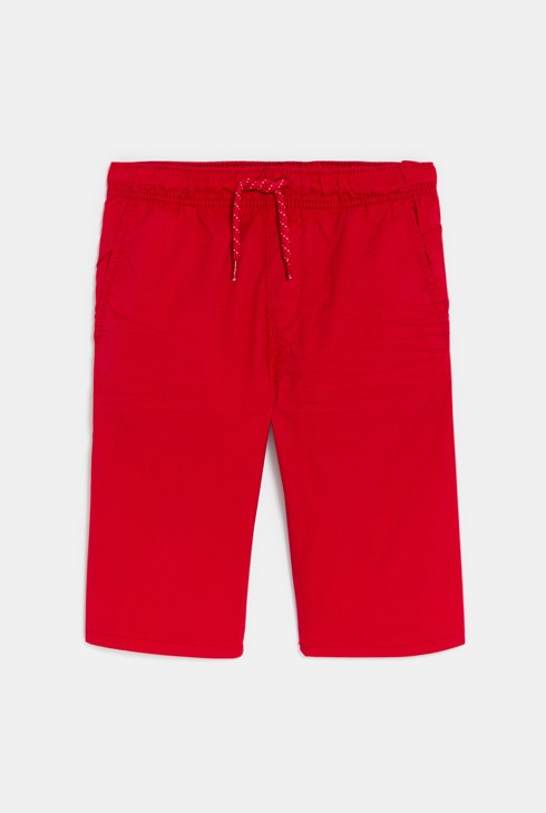 Einfarbige rote Slim-Bermuda-Shorts aus Leinen Jungen 2