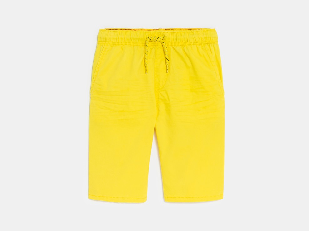 Einfarbige Slim-Bermuda-Shorts aus Leinen Gelb Jungen 1