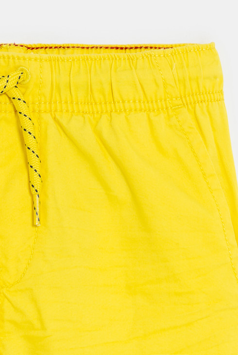 Einfarbige Slim-Bermuda-Shorts aus Leinen Gelb Jungen 2