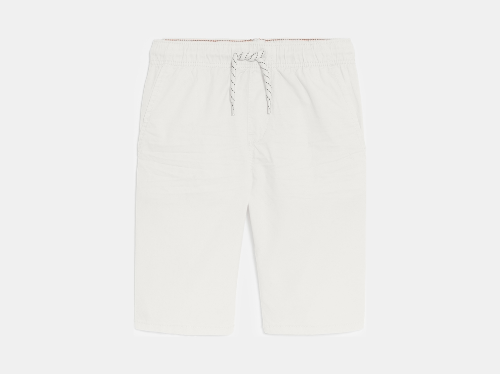 Bermuda slim en toile unie blanc garçon 1