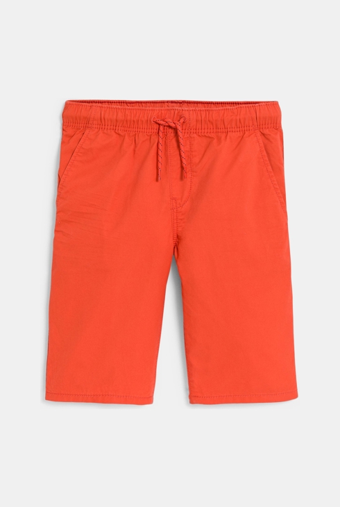 Einfarbige blaue Slim-Bermudas aus Stoff für Jungen 1