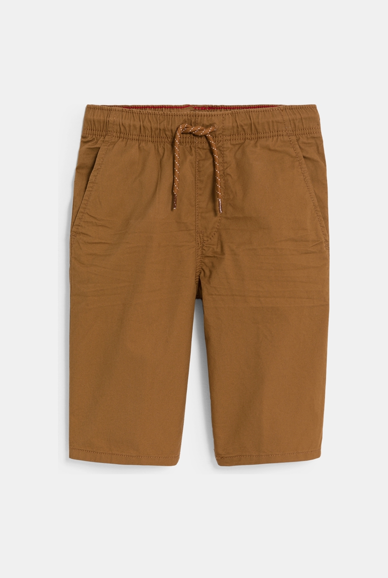 Bermuda slim en toile unie marron garçon 1