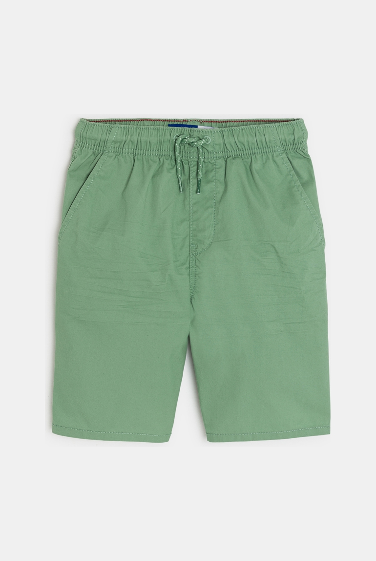 Bermuda slim en toile unie vert garçon 1