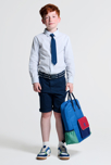 Bermuda slim en toile unie bleu garçon 1