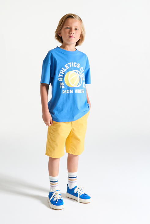 Bermudas slim de tela lisa amarilla niño 1