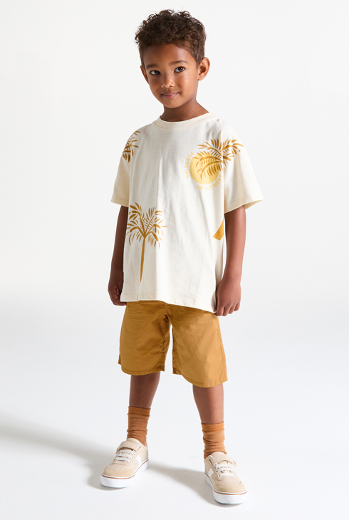 Bermuda slim fit in tela tinta unita per bambino 1