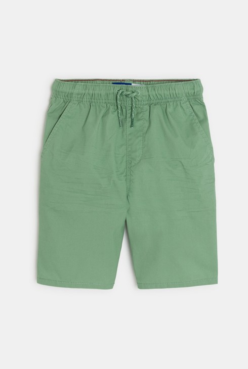 Einfarbige grüne Stoffbermudas Slim für Jungen 2