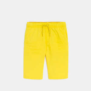 Einfarbige Slim-Bermuda-Shorts aus Leinen Gelb Jungen