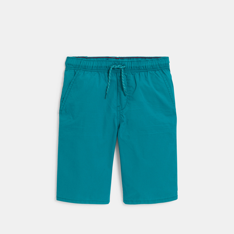 Einfarbige blaue Slim-Bermudas aus Stoff für Jungen