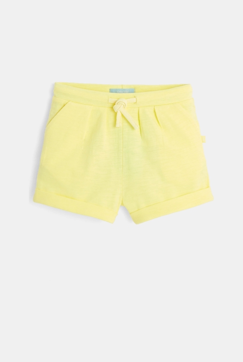 Einfarbige Strick-Shorts Gelb Baby Mädchen 1