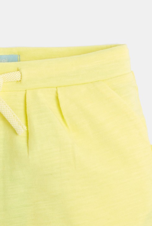 Einfarbige Strick-Shorts Gelb Baby Mädchen 2