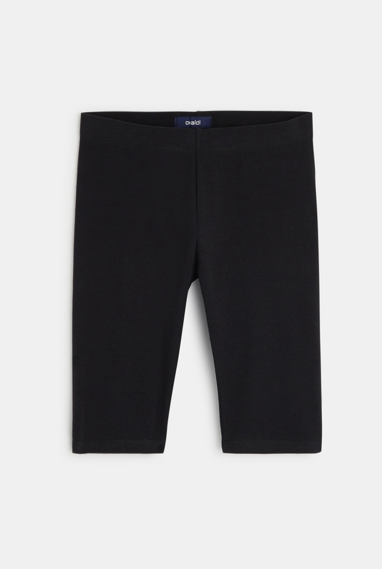 Leggings in jersey tinta unita nero bambina 1