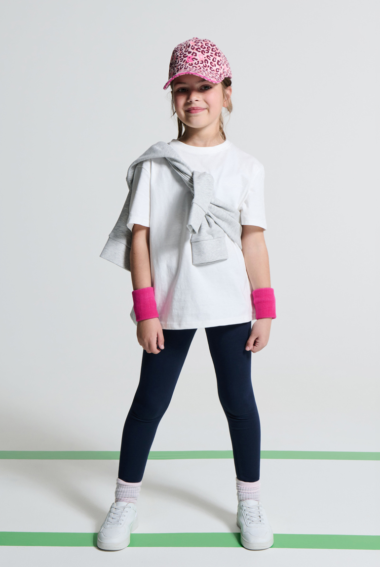 Legging court en jersey uni bleu fille 1