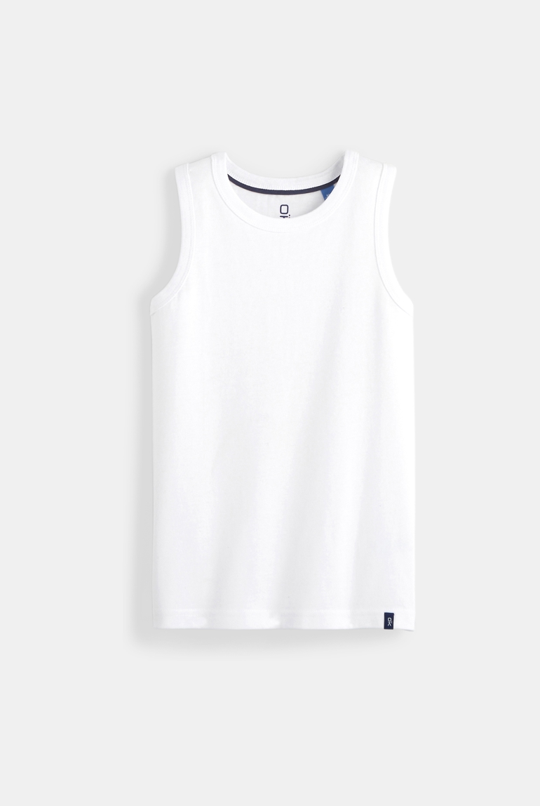 Débardeur uni en coton écoresponsable blanc garçon 1