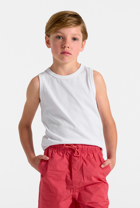 Débardeur uni en coton écoresponsable blanc garçon 1