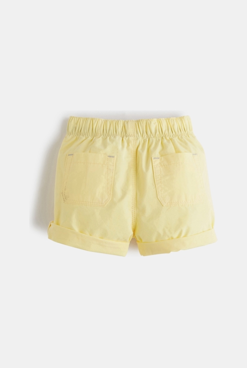 Einfarbige Leinen-Shorts Gelb Baby Jungen 2