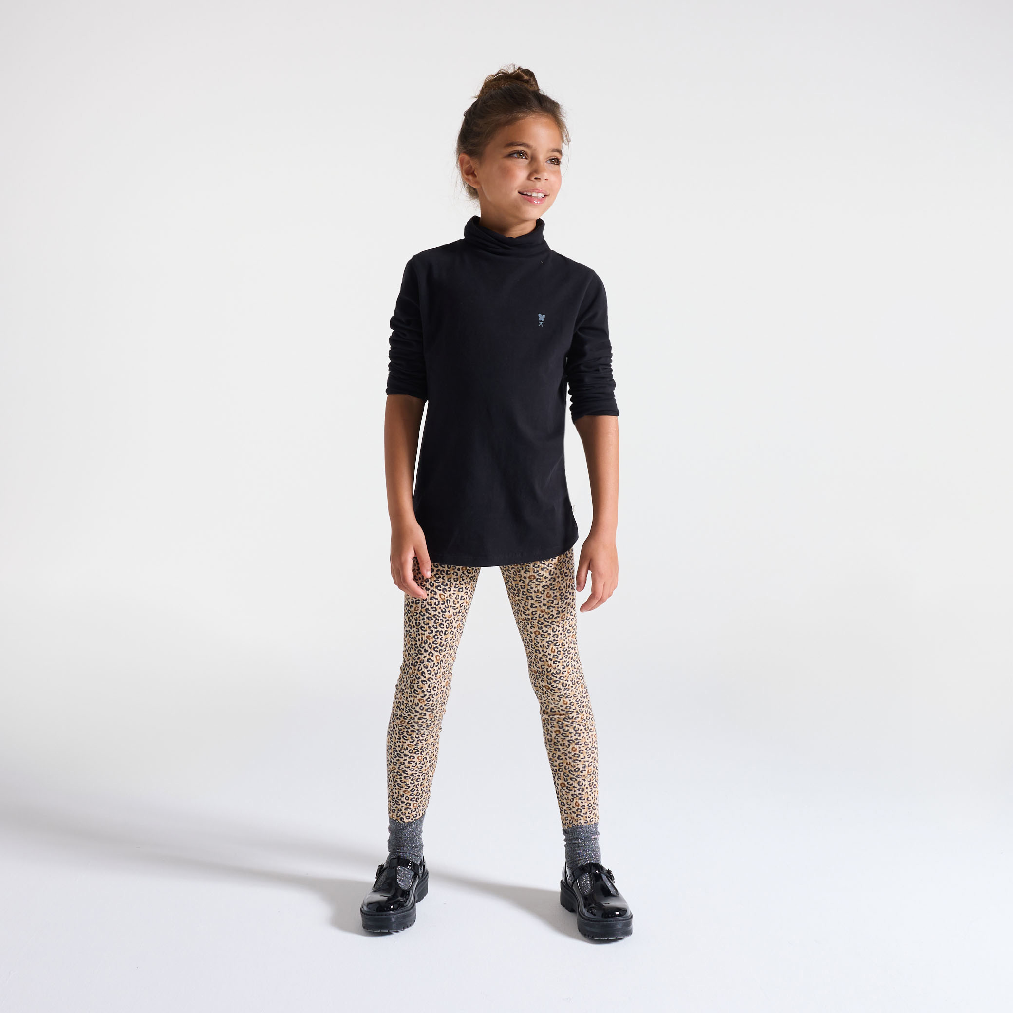 T-shirt Basique Fille E-vie Taille 9-10 Ans - Viscose Noire, Col Scoop - Très Bon état